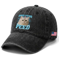 Funny Cat Washed Cotton Baseball Cap Consider Your Pants Peed Meme Saying