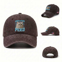 Funny Cat Washed Cotton Baseball Cap Consider Your Pants Peed Meme Saying