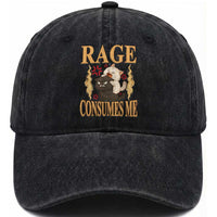 Cute Cat Washed Cotton Baseball Cap Rage Is Consuming Me