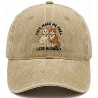 Sarcastic Cat Lover Washed Cotton Baseball Cap Cats Make Me Feel Less Murdery