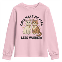 Sarcastic Cat Lover Youth Sweatshirt Cats Make Me Feel Less Murdery - Wonder Print Shop