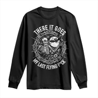There It Goes My Last Flying F*ck Long Sleeve Shirt Funny Skeleton Quote - Wonder Print Shop