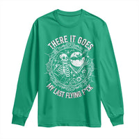 There It Goes My Last Flying F*ck Long Sleeve Shirt Funny Skeleton Quote - Wonder Print Shop