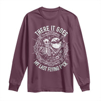 There It Goes My Last Flying F*ck Long Sleeve Shirt Funny Skeleton Quote - Wonder Print Shop