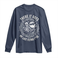 There It Goes My Last Flying F*ck Long Sleeve Shirt Funny Skeleton Quote - Wonder Print Shop