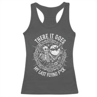 There It Goes My Last Flying F*ck Racerback Tank Top Funny Skeleton Quote - Wonder Print Shop