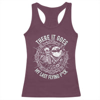 There It Goes My Last Flying F*ck Racerback Tank Top Funny Skeleton Quote - Wonder Print Shop