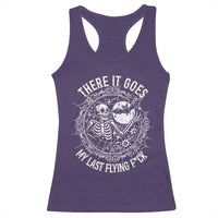 There It Goes My Last Flying F*ck Racerback Tank Top Funny Skeleton Quote - Wonder Print Shop