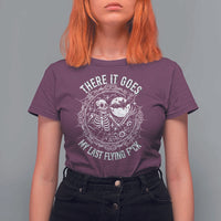 There It Goes My Last Flying F*ck T Shirt For Women Funny Skeleton Quote - Wonder Print Shop
