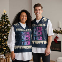 Funny First Time Parents Gift V-Neck Knit Sweater Vest We Are Pregnant But Mostly Her