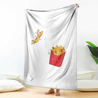 Funny French Fry Jumping Into Fries Box Throw Blanket Fast Food Lover