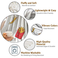 Funny French Fry Jumping Into Fries Box Throw Blanket Fast Food Lover