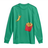 Funny French Fry Jumping Into Fries Box Long Sleeve Shirt Fast Food Lover