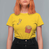 Funny French Fry Jumping Into Fries Box T Shirt For Women Fast Food Lover