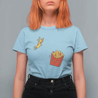 Funny French Fry Jumping Into Fries Box T Shirt For Women Fast Food Lover