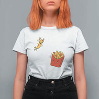 Funny French Fry Jumping Into Fries Box T Shirt For Women Fast Food Lover
