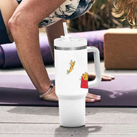Funny French Fry Jumping Into Fries Box Tumbler With Handle Fast Food Lover