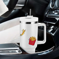 Funny French Fry Jumping Into Fries Box Tumbler With Handle Fast Food Lover