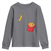 Funny French Fry Jumping Into Fries Box Youth Sweatshirt Fast Food Lover