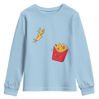 Funny French Fry Jumping Into Fries Box Youth Sweatshirt Fast Food Lover