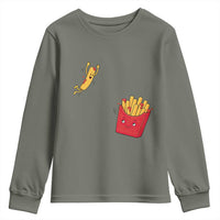 Funny French Fry Jumping Into Fries Box Youth Sweatshirt Fast Food Lover