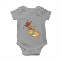 Funny Burger Ingredients Flying Into Bun Baby Onesie Fast Food Lover Gift