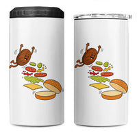 Funny Burger Ingredients Flying Into Bun 4 in 1 Can Cooler Tumbler Fast Food Lover Gift