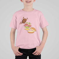 Funny Burger Ingredients Flying Into Bun T Shirt For Kid Fast Food Lover Gift