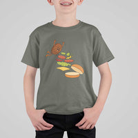 Funny Burger Ingredients Flying Into Bun T Shirt For Kid Fast Food Lover Gift