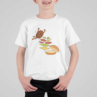 Funny Burger Ingredients Flying Into Bun T Shirt For Kid Fast Food Lover Gift