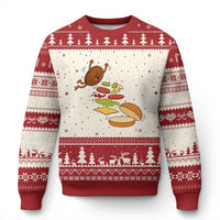 Funny Burger Ingredients Flying Into Bun Ugly Christmas Sweater Fast Food Lover Gift