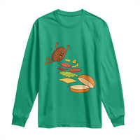 Funny Burger Ingredients Flying Into Bun Long Sleeve Shirt Fast Food Lover Gift