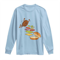 Funny Burger Ingredients Flying Into Bun Long Sleeve Shirt Fast Food Lover Gift