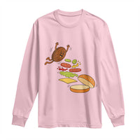 Funny Burger Ingredients Flying Into Bun Long Sleeve Shirt Fast Food Lover Gift
