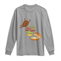 Funny Burger Ingredients Flying Into Bun Long Sleeve Shirt Fast Food Lover Gift