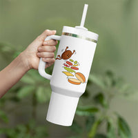 Funny Burger Ingredients Flying Into Bun Tumbler With Handle Fast Food Lover Gift