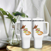 Funny Burger Ingredients Flying Into Bun Tumbler With Handle Fast Food Lover Gift