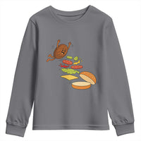 Funny Burger Ingredients Flying Into Bun Youth Sweatshirt Fast Food Lover Gift