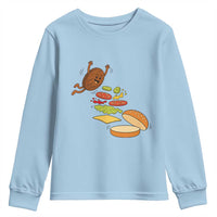Funny Burger Ingredients Flying Into Bun Youth Sweatshirt Fast Food Lover Gift
