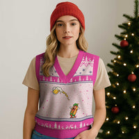 Funny Sausage Waiting For Beer V-Neck Knit Sweater Vest Oktoberfest Gift