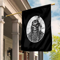 Vintage Gothic Skull Warrior Garden Flag Native American Feather Chief