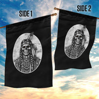 Vintage Gothic Skull Warrior Garden Flag Native American Feather Chief