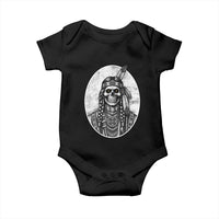Vintage Gothic Skull Warrior Baby Onesie Native American Feather Chief