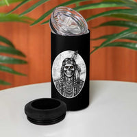 Vintage Gothic Skull Warrior 4 in 1 Can Cooler Tumbler Native American Feather Chief