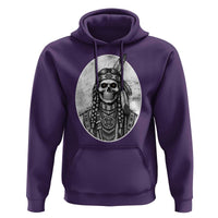 Vintage Gothic Skull Warrior Hoodie Native American Feather Chief