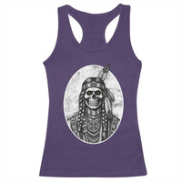 Vintage Gothic Skull Warrior Racerback Tank Top Native American Feather Chief