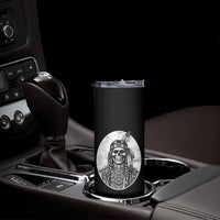 Vintage Gothic Skull Warrior Skinny Tumbler Native American Feather Chief