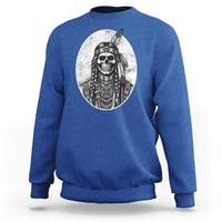 Vintage Gothic Skull Warrior Sweatshirt Native American Feather Chief