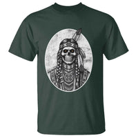 Vintage Gothic Skull Warrior T Shirt Native American Feather Chief