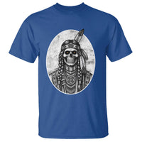 Vintage Gothic Skull Warrior T Shirt Native American Feather Chief